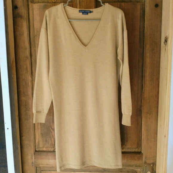 Ralph Lauren Camel Sweater Dress - Picture 1 of 13